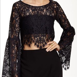 For Love And Lemons Black Lace Crop Top